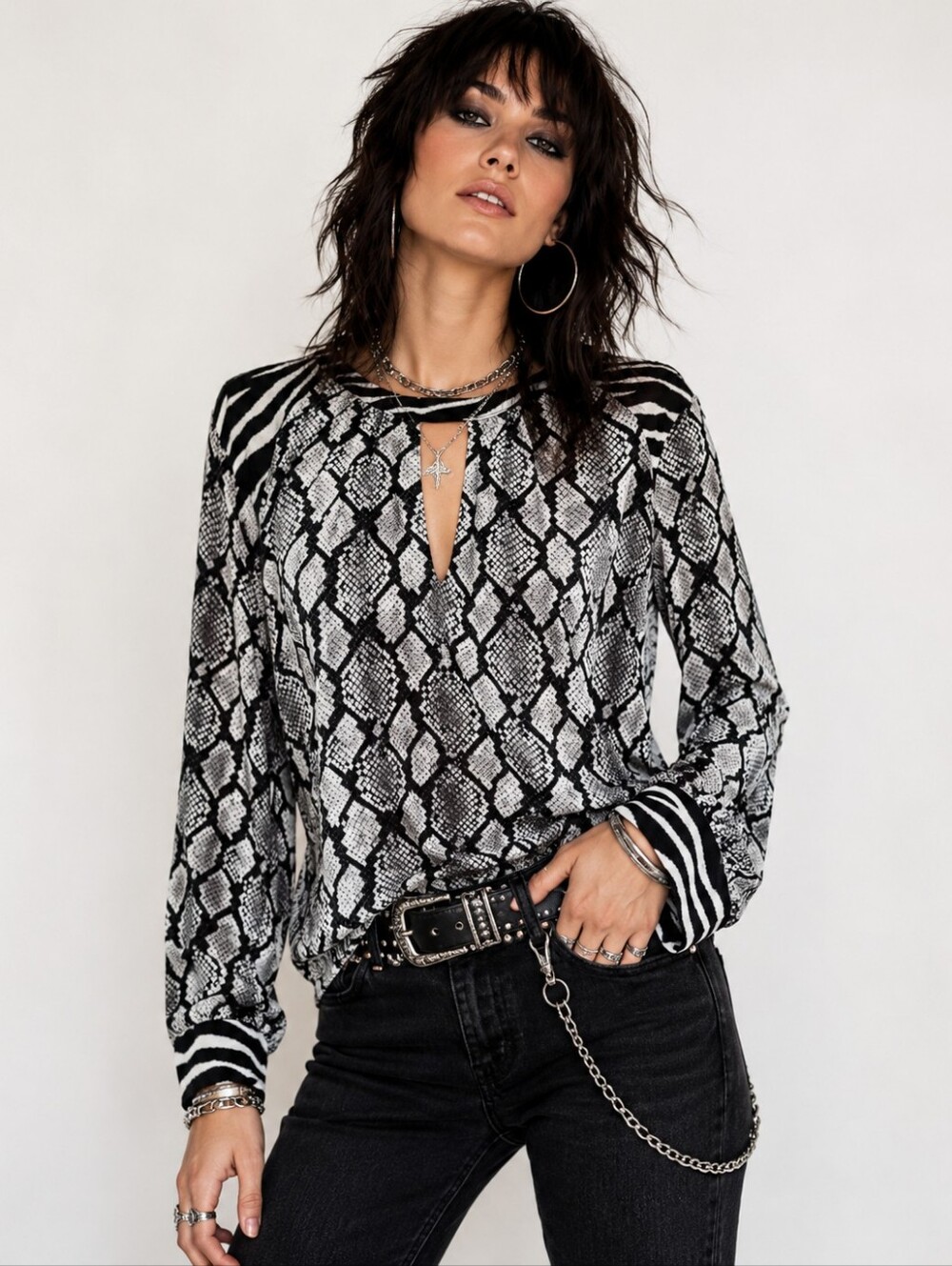 💥NWT💥 MICHAEL KORS PYTHON TOP BLOUSE SZ M 8 10